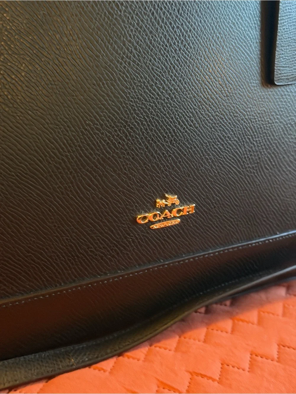 Coach Black Saffiano Dome Satchel with Gold Hardware
